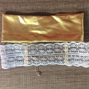 Gold + blue lace chokers